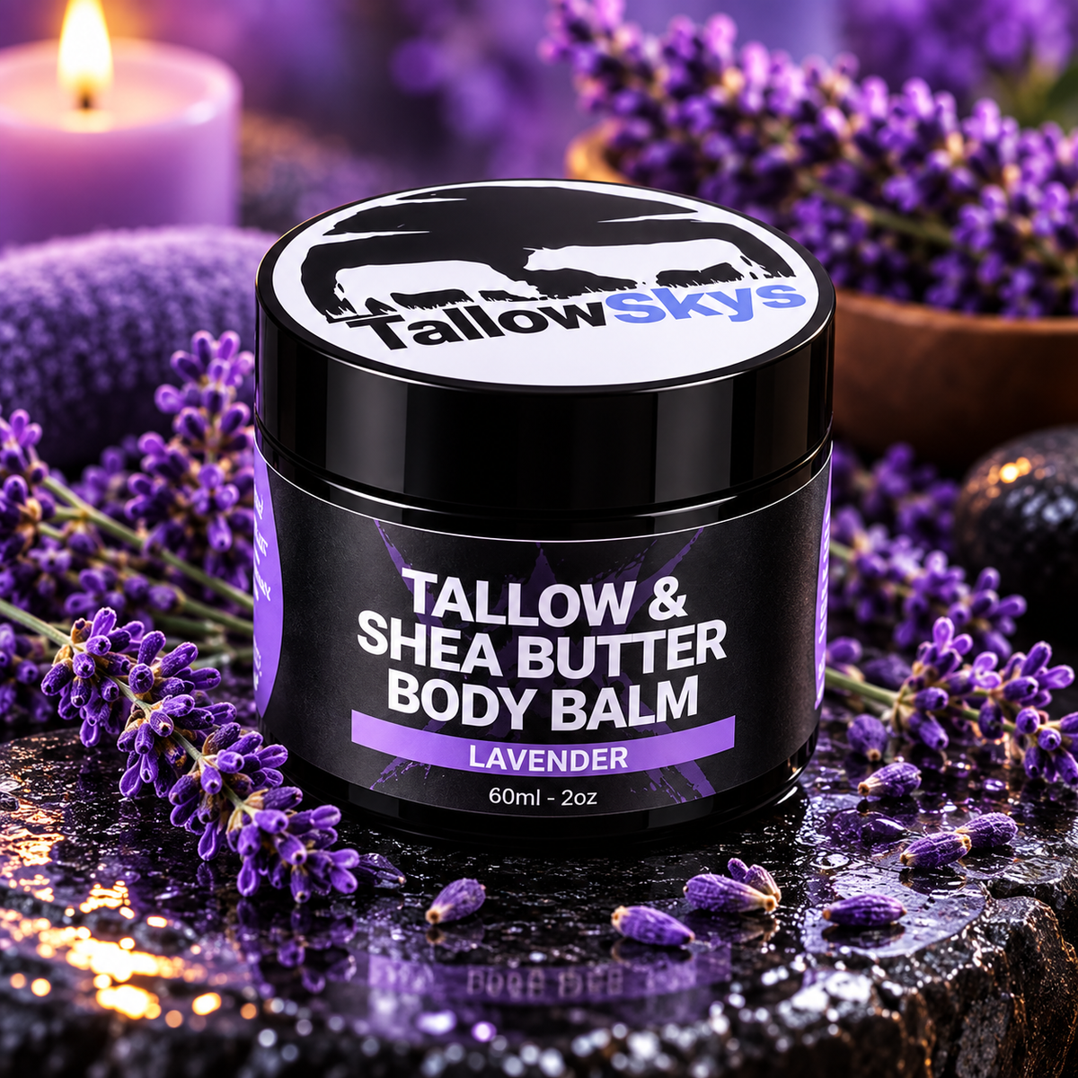 100%  Grass Fed Tallow & Organic Shea Butter Face Balm Lavender