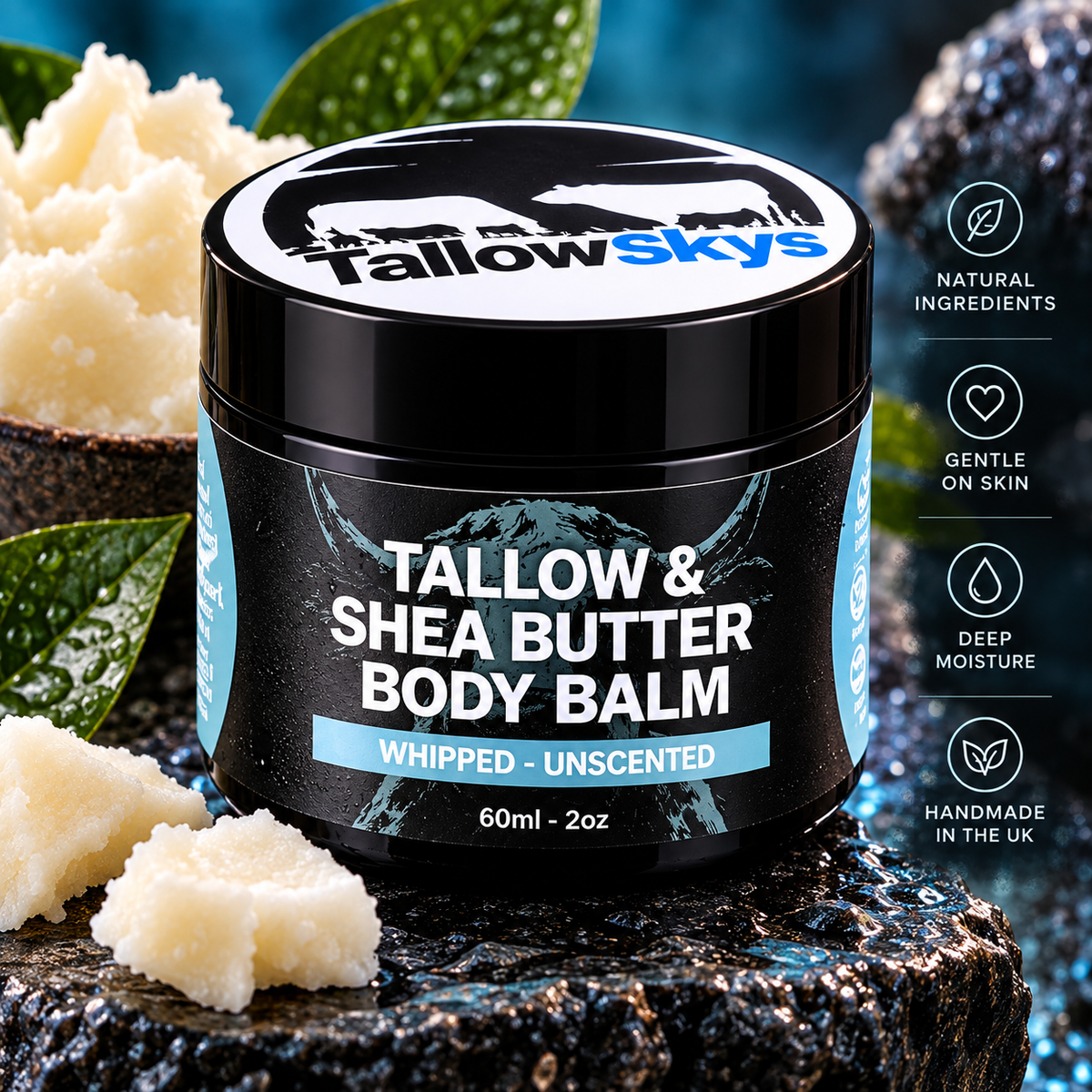 100%  Grass Fed Tallow & Shea Butter  - Unscented ( WIPPED )