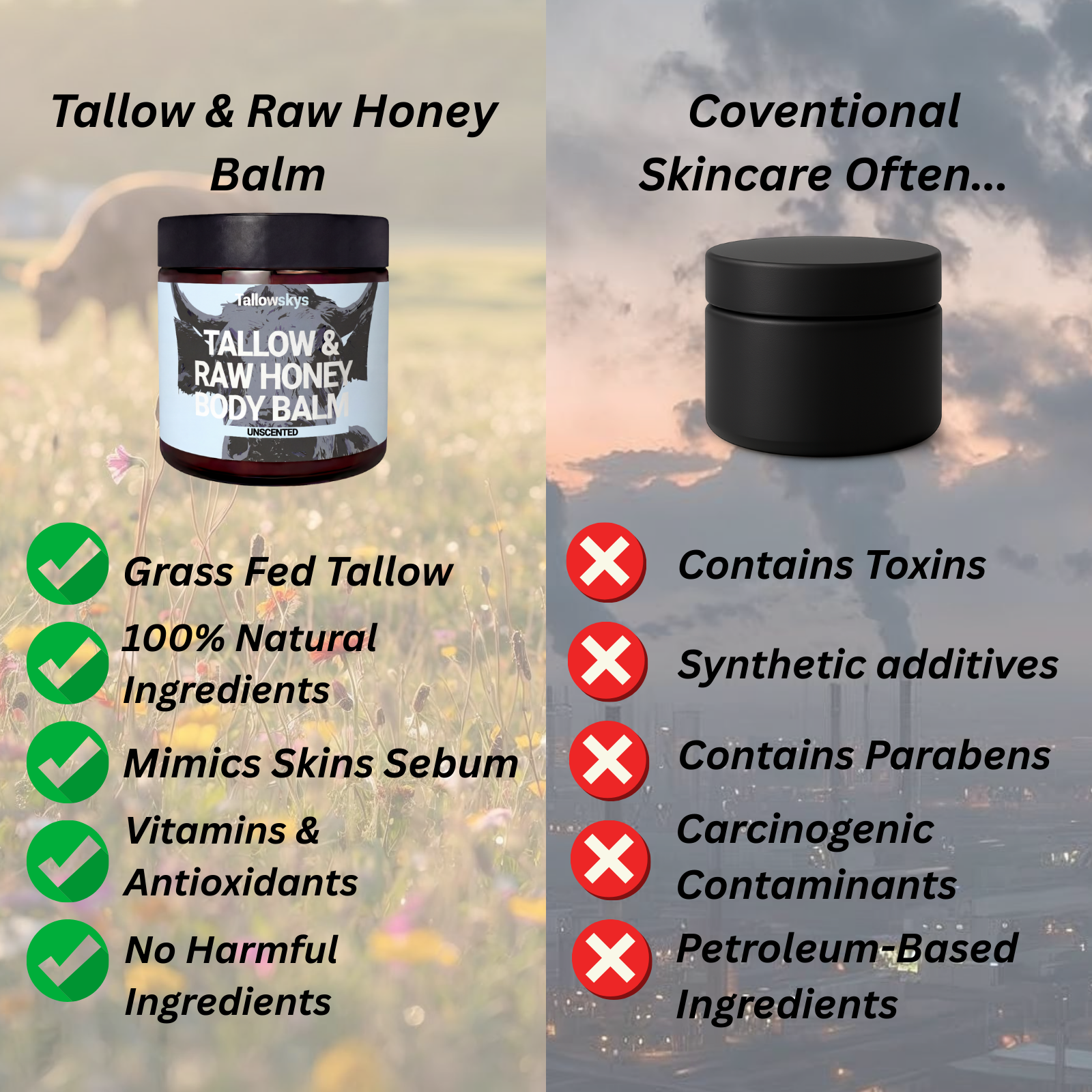 100%  Grass Fed Tallow & Pure Honey Balm  - Orange